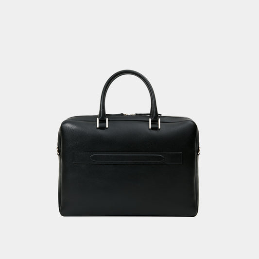 Le Slim Briefcase Black Pebbled Leather